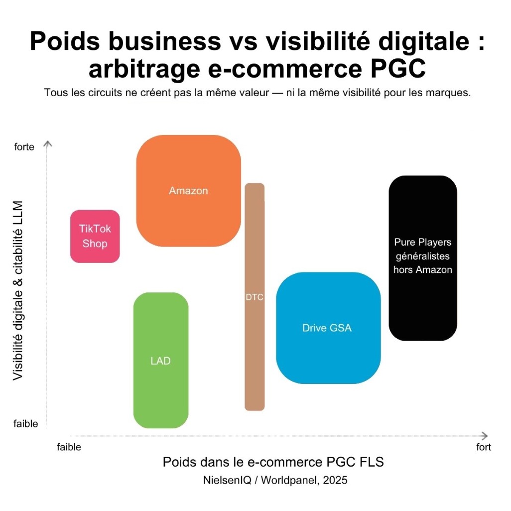 Arbitrage e-commerce PGC entre Drive, Amazon, LAD, pure players et social commerce